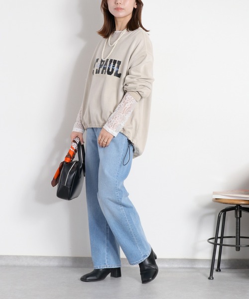 cepo(セポ)の「ミニ裏毛フェード加工スソドロストプルオーバー(Tシャツ/カットソー・レディース・オフホワイト/チャコール/ベージュ・M)」の6枚目の写真
