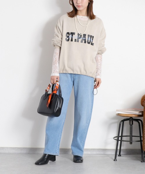 cepo(セポ)の「ミニ裏毛フェード加工スソドロストプルオーバー(Tシャツ/カットソー・レディース・オフホワイト/チャコール/ベージュ・M)」の4枚目の写真