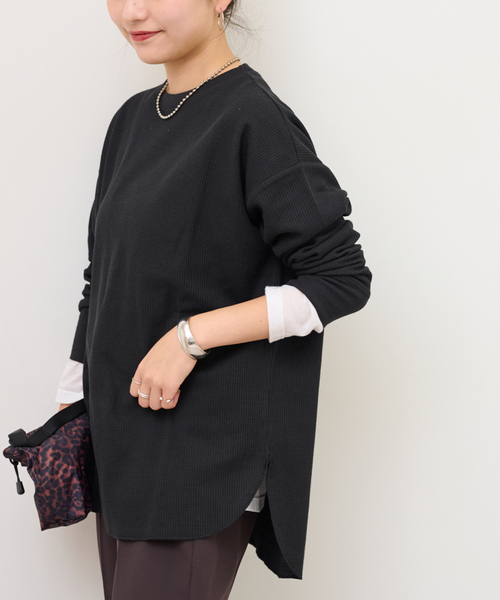 JOURNAL STANDARD relume（ジャーナルスタンダード　レリューム）の「《追加2》TCワッフルオーバーサイズロングスリーブTシャツ（Tシャツ/カットソー・レディース・ブラック/ホワイト/ストーン/チョコ・FREE）」の12枚目の写真