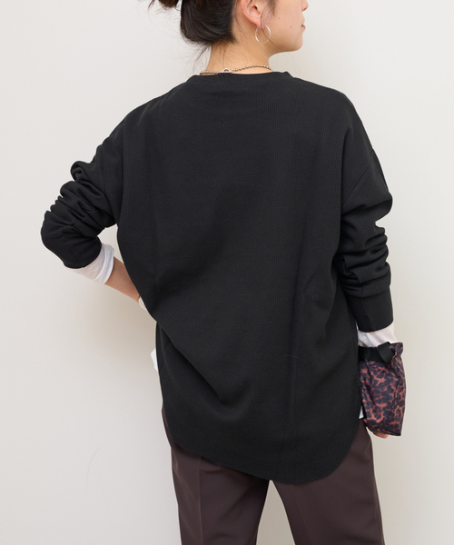 JOURNAL STANDARD relume（ジャーナルスタンダード　レリューム）の「《追加2》TCワッフルオーバーサイズロングスリーブTシャツ（Tシャツ/カットソー・レディース・ブラック/ホワイト/ストーン/チョコ・FREE）」の14枚目の写真
