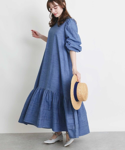 PICCIN(ピッチン)の「デニム裾ティアードワンピース(ワンピース・レディース・ライトブルー/ブルー・M)」の2枚目の写真