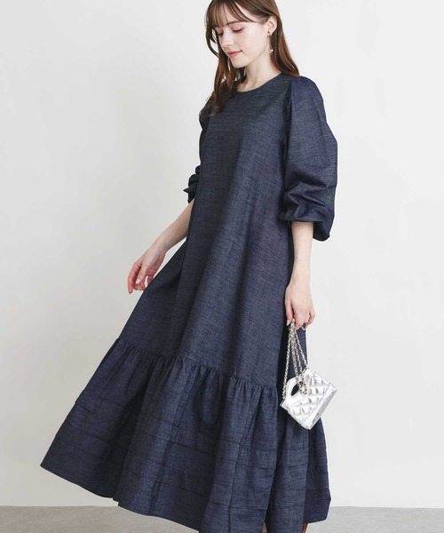 PICCIN(ピッチン)の「デニム裾ティアードワンピース(ワンピース・レディース・ライトブルー/ブルー・M)」の9枚目の写真