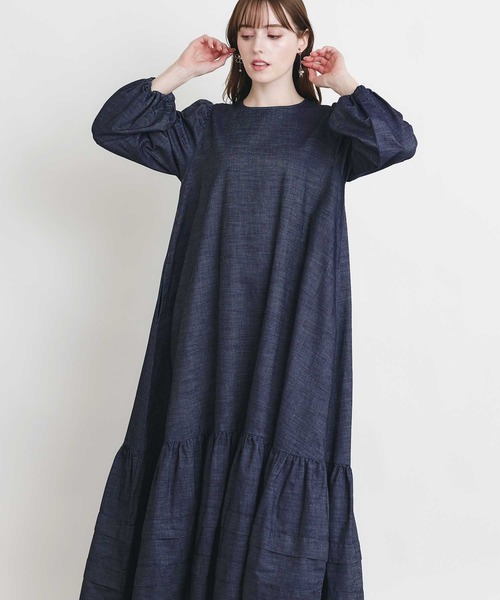 PICCIN(ピッチン)の「デニム裾ティアードワンピース(ワンピース・レディース・ライトブルー/ブルー・M)」の10枚目の写真