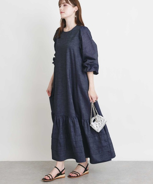 PICCIN(ピッチン)の「デニム裾ティアードワンピース(ワンピース・レディース・ライトブルー/ブルー・M)」の14枚目の写真