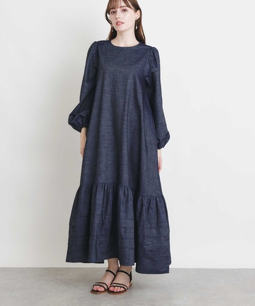 PICCIN(ピッチン)の「デニム裾ティアードワンピース(ワンピース・レディース・ライトブルー/ブルー・M)」の13枚目の写真