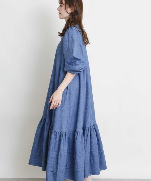 PICCIN(ピッチン)の「デニム裾ティアードワンピース(ワンピース・レディース・ライトブルー/ブルー・M)」の4枚目の写真