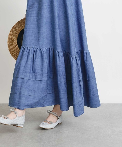 PICCIN(ピッチン)の「デニム裾ティアードワンピース(ワンピース・レディース・ライトブルー/ブルー・M)」の5枚目の写真