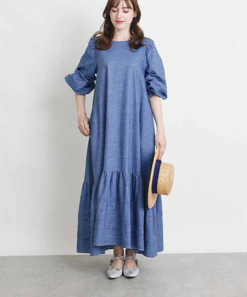 PICCIN(ピッチン)の「デニム裾ティアードワンピース(ワンピース・レディース・ライトブルー/ブルー・M)」の7枚目の写真