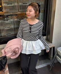 prose verse | 【MOMO】裾フリルドッキングトップス(Tシャツ/カットソー)