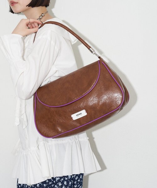 GRAIN（グレイン）の「【GRAIN/グレイン】ヴィンテージシンプル配色フラップバッグ（トートバッグ・レディース・イエロー/ブラウン/ブルー・FREE）」の4枚目の写真