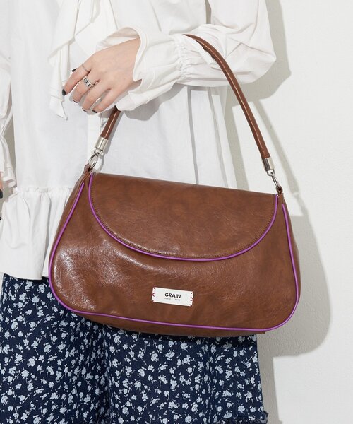 GRAIN（グレイン）の「【GRAIN/グレイン】ヴィンテージシンプル配色フラップバッグ（トートバッグ・レディース・イエロー/ブラウン/ブルー・FREE）」の5枚目の写真