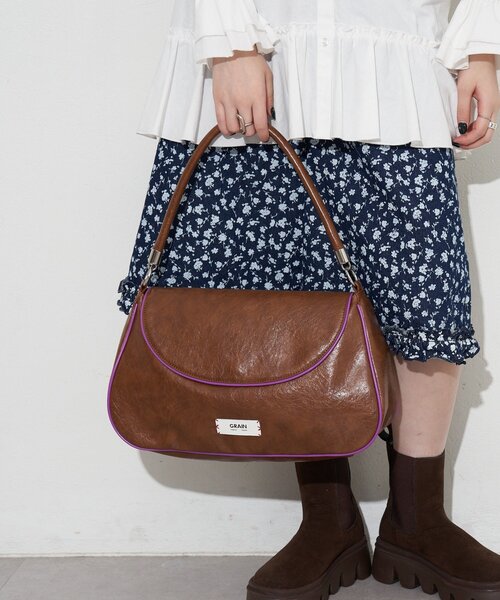 GRAIN（グレイン）の「【GRAIN/グレイン】ヴィンテージシンプル配色フラップバッグ（トートバッグ・レディース・イエロー/ブラウン/ブルー・FREE）」の6枚目の写真