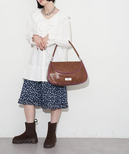 GRAIN（グレイン）の「【GRAIN/グレイン】ヴィンテージシンプル配色フラップバッグ（トートバッグ・レディース・イエロー/ブラウン/ブルー・FREE）」の7枚目の写真