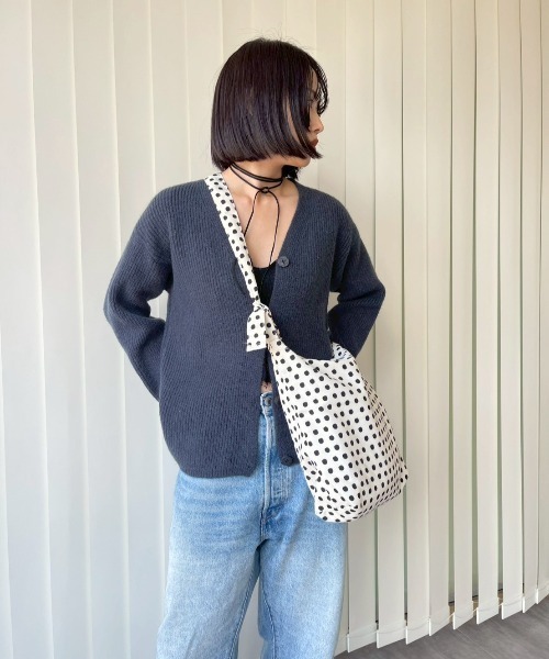 AMAIL（アマイル）の「Ribbed Cardigan（カーディガン/ボレロ・レディース・ピンク/ダークグレー・FREE）」の14枚目の写真