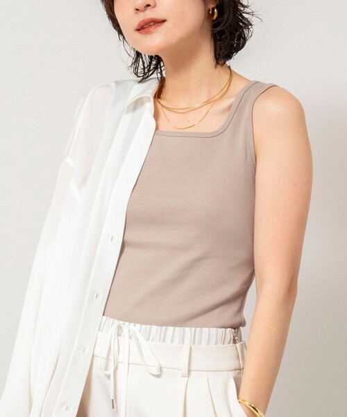 NOLLEY’S Sophi（ノーリーズソフィ）の「2WAYベアテレコタンクトプ（タンクトップ・レディース・ホワイト/ブラック/グレイッシュベージュ・FREE）」の3枚目の写真