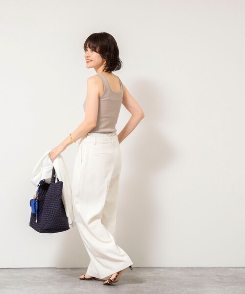 NOLLEY’S Sophi（ノーリーズソフィ）の「2WAYベアテレコタンクトプ（タンクトップ・レディース・ホワイト/ブラック/グレイッシュベージュ・FREE）」の8枚目の写真