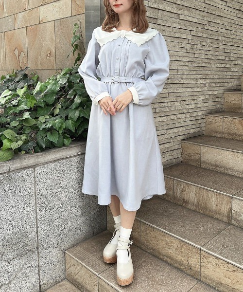 F i.n.t(フィント)の「ビッグリボンクレリック衿ワンピース(ワンピース・レディース・ライトブルー/ネイビー・FREE)」の19枚目の写真