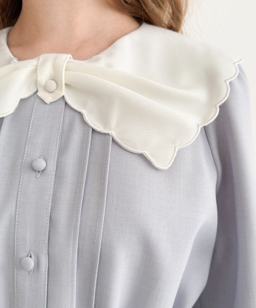 F i.n.t(フィント)の「ビッグリボンクレリック衿ワンピース(ワンピース・レディース・ライトブルー/ネイビー・FREE)」の12枚目の写真