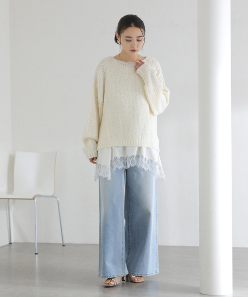 La TOTALITE（ラトータリテ）の「【洗える】CHIGNON/シニヨン ヘムレースサテンタンク（シャツ/ブラウス・レディース・ブラック/ホワイト・FREE）」の9枚目の写真