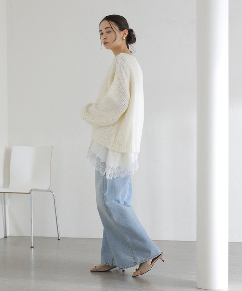 La TOTALITE（ラトータリテ）の「【洗える】CHIGNON/シニヨン ヘムレースサテンタンク（シャツ/ブラウス・レディース・ブラック/ホワイト・FREE）」の11枚目の写真