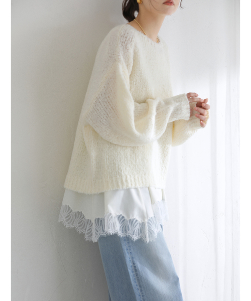 La TOTALITE（ラトータリテ）の「【洗える】CHIGNON/シニヨン ヘムレースサテンタンク（シャツ/ブラウス・レディース・ブラック/ホワイト・FREE）」の13枚目の写真