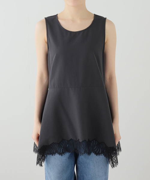 La TOTALITE（ラトータリテ）の「【洗える】CHIGNON/シニヨン ヘムレースサテンタンク（シャツ/ブラウス・レディース・ブラック/ホワイト・FREE）」の14枚目の写真