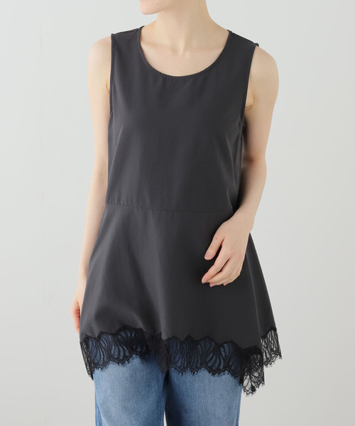 La TOTALITE（ラトータリテ）の「【洗える】CHIGNON/シニヨン ヘムレースサテンタンク（シャツ/ブラウス・レディース・ブラック/ホワイト・FREE）」の21枚目の写真