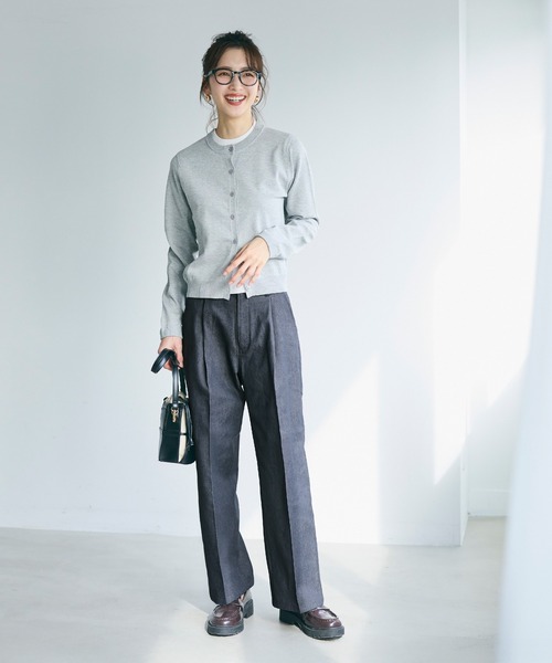coca（coca）（コカ）の「デニムライクワイドパンツ（スラックス・レディース・ブラック/ブルー・S/M/L）」の3枚目の写真
