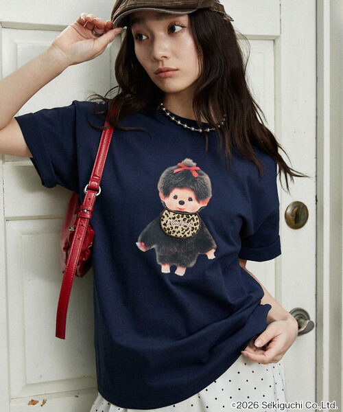 PUBLUX（パブリュクス）の「PUBLUX/パブリュクス モンチッチ 異素材ドッキング Tシャツ　限定展開（Tシャツ/カットソー・レディース・ライトグレー/チャコールグレー/ネイビー/オフホワイト・ﾌﾘ-）」の4枚目の写真