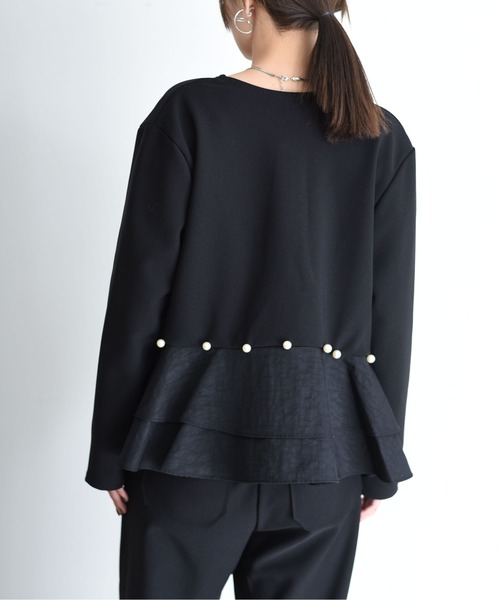 Eimee Law（エイミーロウ）の「パール付きペプラムボンディングジャケット（サロペット/オーバーオール・レディース・ブラック・FREE）」の8枚目の写真