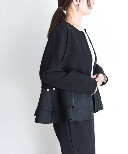 Eimee Law（エイミーロウ）の「パール付きペプラムボンディングジャケット（サロペット/オーバーオール・レディース・ブラック・FREE）」の10枚目の写真