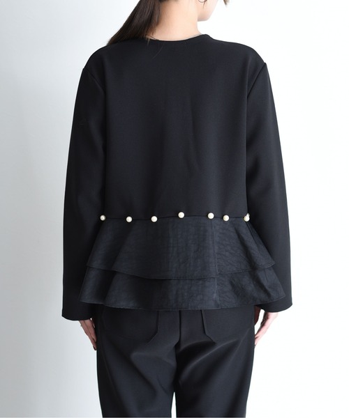 Eimee Law（エイミーロウ）の「パール付きペプラムボンディングジャケット（サロペット/オーバーオール・レディース・ブラック・FREE）」の15枚目の写真