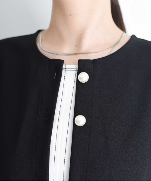 Eimee Law（エイミーロウ）の「パール付きペプラムボンディングジャケット（サロペット/オーバーオール・レディース・ブラック・FREE）」の18枚目の写真