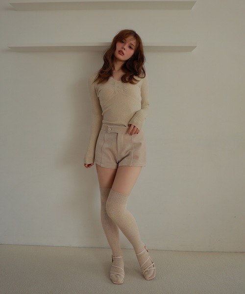 lace gather lara knit tops/レースギャザーララニットトップス（ニット/セーター）｜M DOLLY（エムドリー）のファッション通販 - ZOZOTOWN