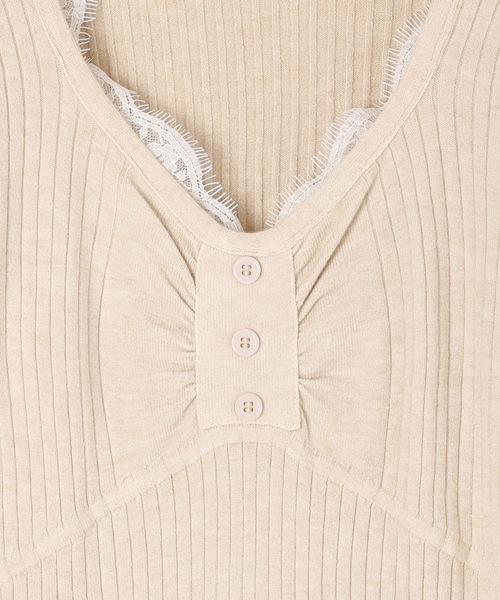 lace gather lara knit tops/レースギャザーララニットトップス（ニット/セーター）｜M DOLLY（エムドリー）のファッション通販 - ZOZOTOWN