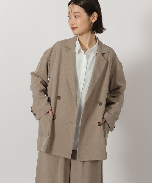 LAKOLE（ラコレ）の「リネンタッチダブルジャケット / 654319（テーラードジャケット・レディース・ライトベージュ/スミクロ/ライトブラウン・LARGE/MEDIUM）」の13枚目の写真