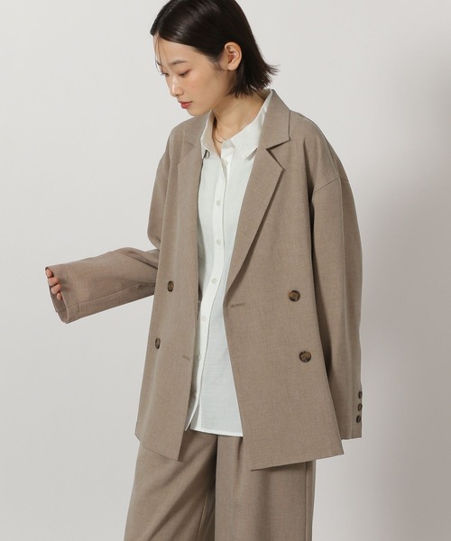 LAKOLE（ラコレ）の「リネンタッチダブルジャケット / 654319（テーラードジャケット・レディース・ライトベージュ/スミクロ/ライトブラウン・LARGE/MEDIUM）」の14枚目の写真