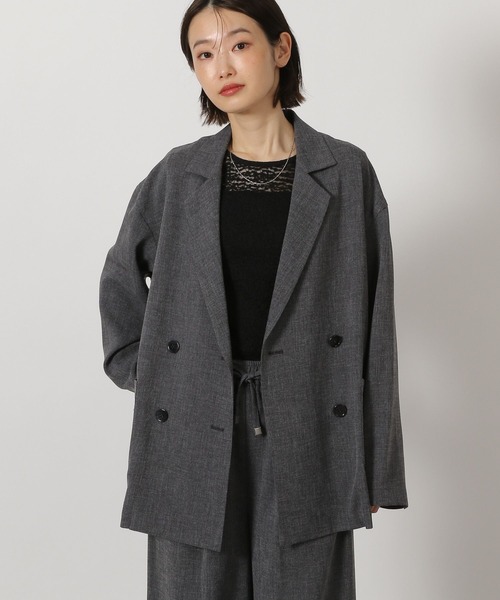 LAKOLE（ラコレ）の「リネンタッチダブルジャケット / 654319（テーラードジャケット・レディース・ライトベージュ/スミクロ/ライトブラウン・LARGE/MEDIUM）」の7枚目の写真