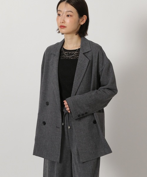 LAKOLE（ラコレ）の「リネンタッチダブルジャケット / 654319（テーラードジャケット・レディース・ライトベージュ/スミクロ/ライトブラウン・LARGE/MEDIUM）」の8枚目の写真