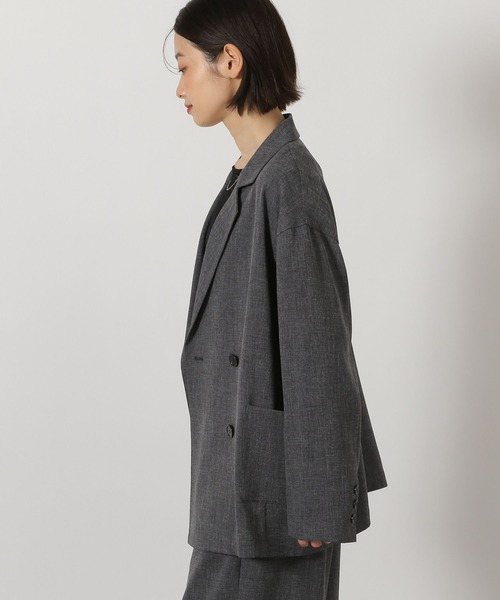 LAKOLE（ラコレ）の「リネンタッチダブルジャケット / 654319（テーラードジャケット・レディース・ライトベージュ/スミクロ/ライトブラウン・LARGE/MEDIUM）」の9枚目の写真