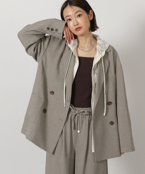 LAKOLE（ラコレ）の「リネンタッチダブルジャケット / 654319（テーラードジャケット・レディース・ライトベージュ/スミクロ/ライトブラウン・LARGE/MEDIUM）」の18枚目の写真