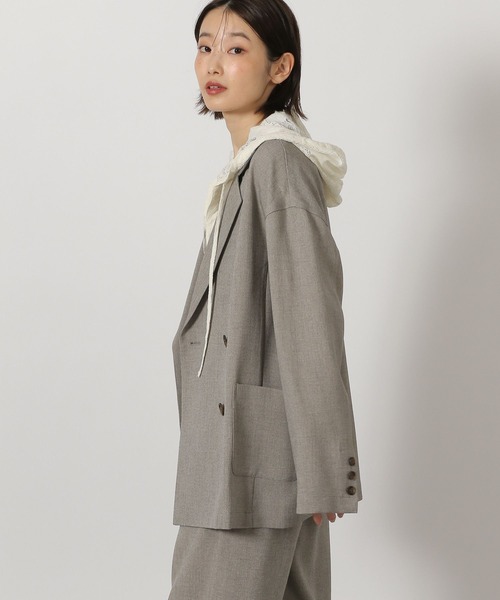 LAKOLE（ラコレ）の「リネンタッチダブルジャケット / 654319（テーラードジャケット・レディース・ライトベージュ/スミクロ/ライトブラウン・LARGE/MEDIUM）」の19枚目の写真