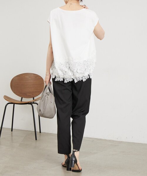 BEARDSLEY(ビアズリー)の「裾レースフレンチTシャツ(Tシャツ/カットソー・レディース・ホワイト/ブラック・FREE)」の15枚目の写真