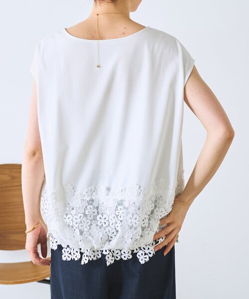BEARDSLEY(ビアズリー)の「裾レースフレンチTシャツ(Tシャツ/カットソー・レディース・ホワイト/ブラック・FREE)」の12枚目の写真
