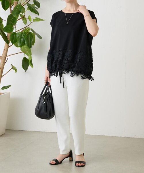 裾レースフレンチカットソー セール】裾レースフレンチカットソー（Tシャツ/カットソー