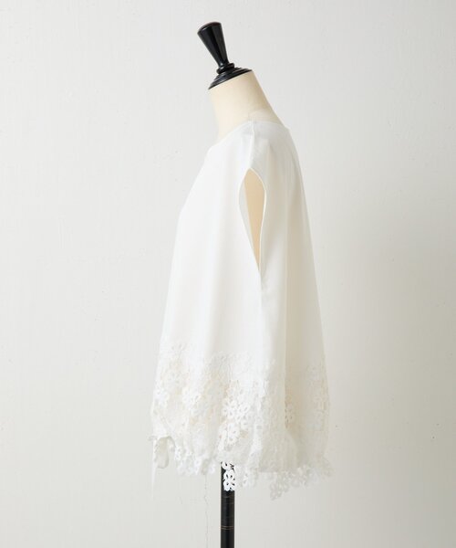 BEARDSLEY ビアズリー レース付きホワイトカットソー 新品タグ付き 裾レースフレンチカットソー（Tシャツ/カットソー）｜BEARDSLEY