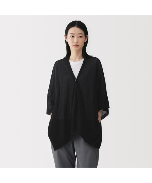 無印良品（ムジルシリョウヒン）の「ＵＶカット強撚コットンボレロ　ボタン付き（カーディガン/ボレロ・レディース・ライトイエロー/ライトグリーン/ブラウン系/ホワイト/グレー/ブラック・FREE）」の2枚目の写真