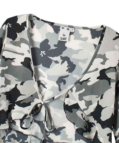 新品　ディーゼル　レディース　ルームウェア M　1123ミリタリーグレーカモフラ HIBISCUS CAMOUFLAGE BLOUSE（シャツ/ブラウス）｜X-girl（エックス