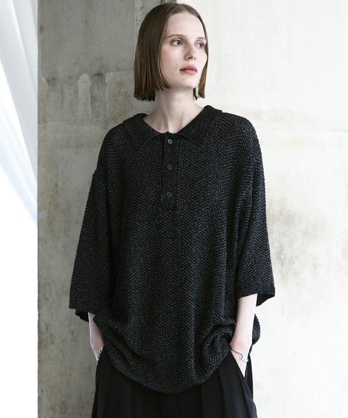 remer（リメール）の「ミックスツイストドライニットポロシャツ / mix twist dry knit polo shirt（ポロシャツ・メンズ・ライトグレー/ブラック/モカ・X-SMALL/LARGE/MEDIUM/SMALL）」の9枚目の写真