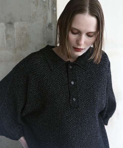 remer（リメール）の「ミックスツイストドライニットポロシャツ / mix twist dry knit polo shirt（ポロシャツ・メンズ・ライトグレー/ブラック/モカ・X-SMALL/LARGE/MEDIUM/SMALL）」の11枚目の写真